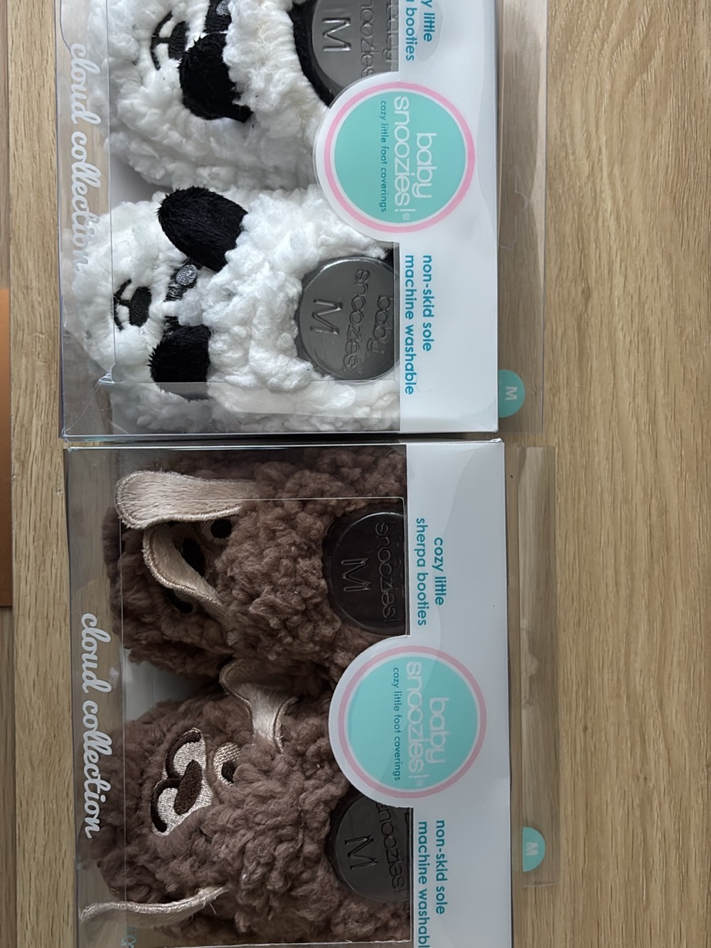 Baby Snoozies Plush Walker Shoes for Infants in White and Brown
